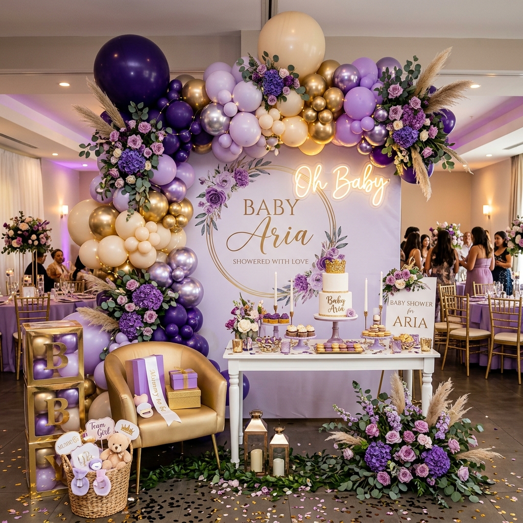 Purple and Gold Baby Shower